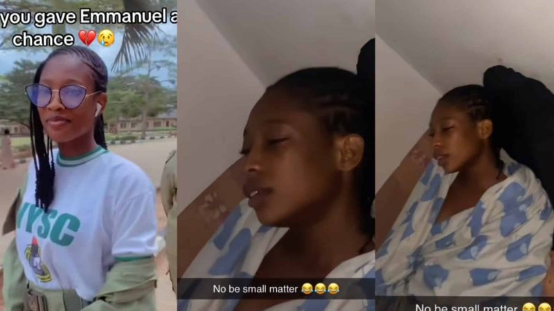 Corper breaks down in tears as boyfriend breaks up with her